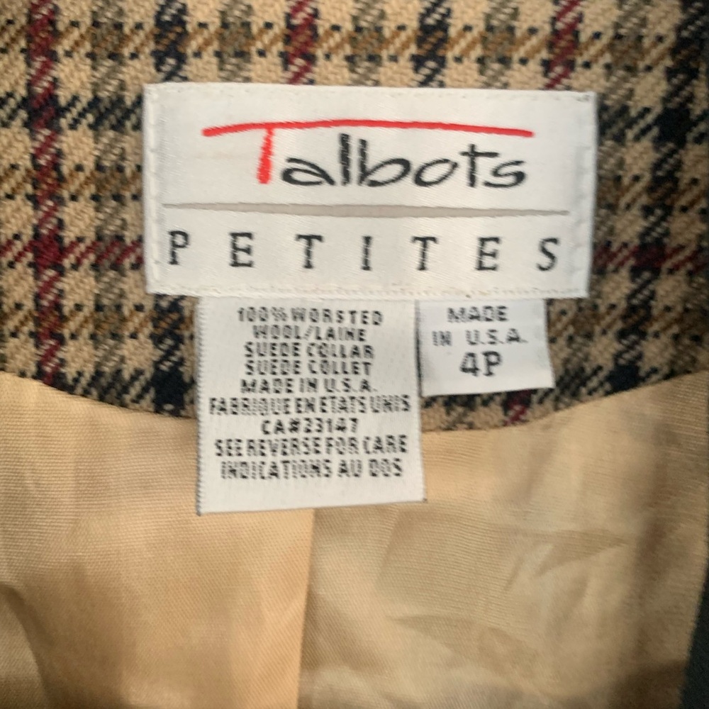 Talbots Petites Oversized Vintage Wool Houndstooth Blazer Size 4P Made in USA - Picture 4 of 12